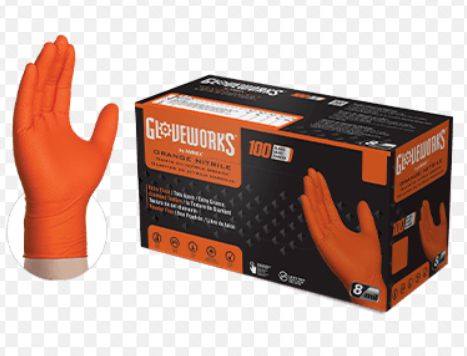 Gloveworks Orange Nitrile Gloves 100 Per Box