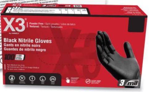 X3 Black Nitrile Glove 100 per box