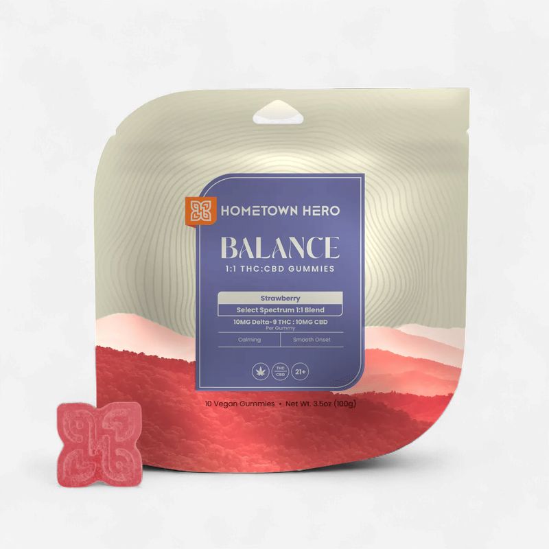 Balance Strawberry 10mg D9 &amp; 10mg CBD Gummies