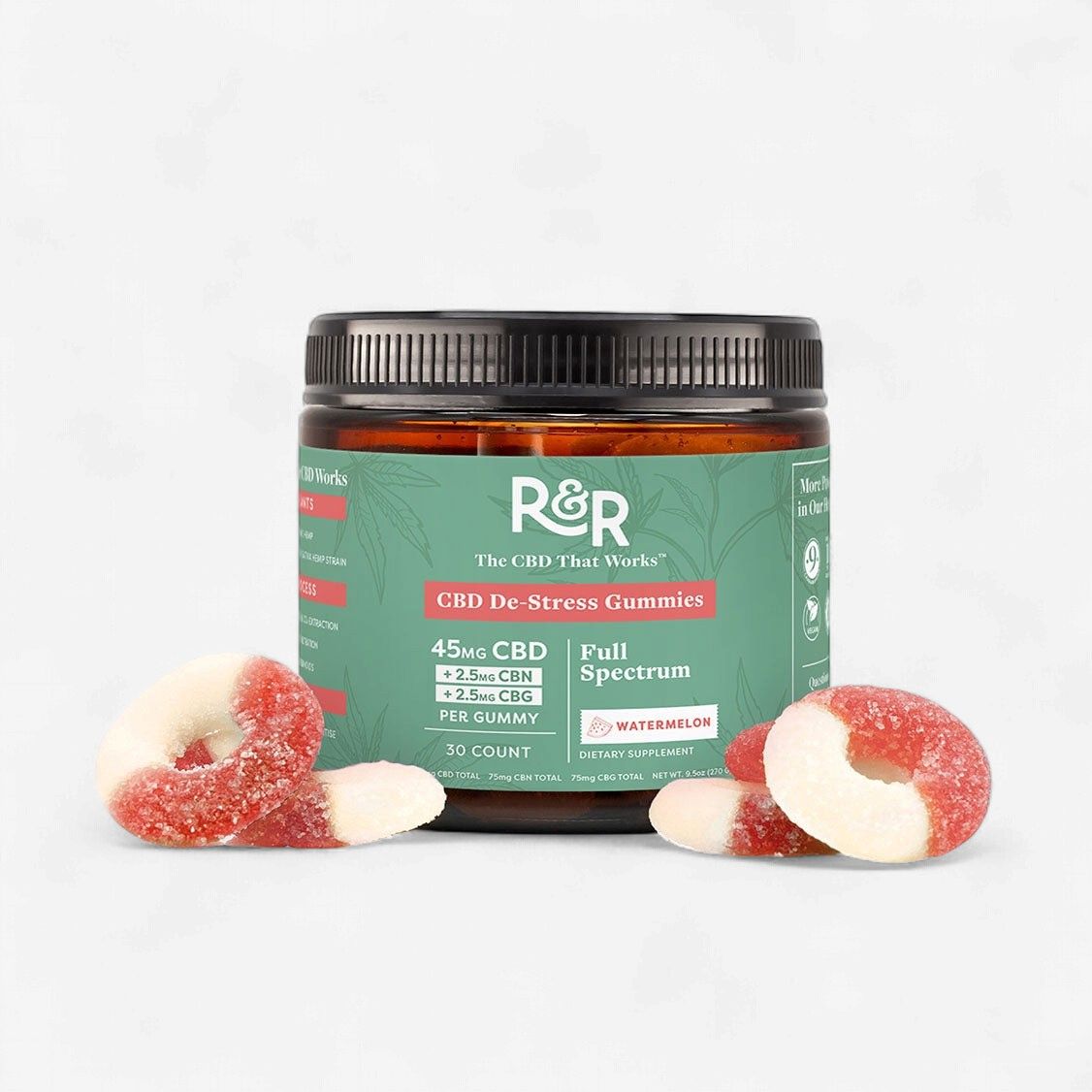De-Stress 45mg CBD, 2.5mg CBG, 2.5mg CBN Full Spectrum Gummies
