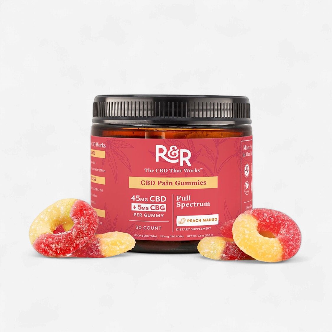 Pain 45mg CBD &amp; 5mg CBG Full Spectrum Gummies