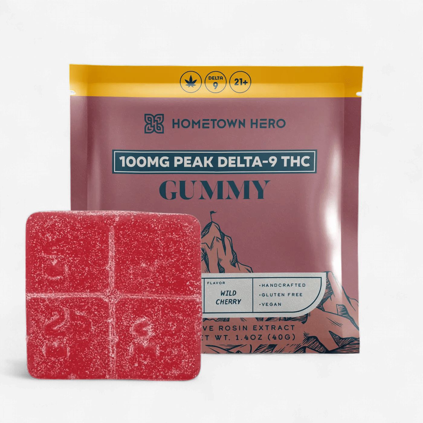 Wild Cherry White Rhino 100mg D9 Indica Peak Gummy