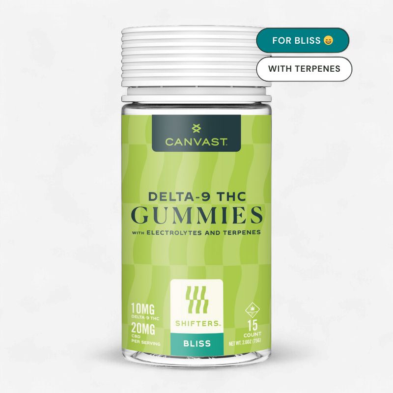 Shifters Bliss 10mg D9 &amp; 20mg CBD Gummies with Electrolytes &amp; Terpenes