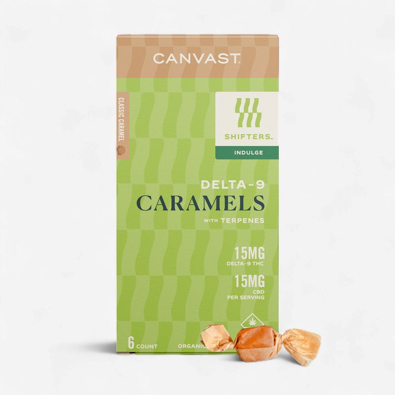 Shifters 15mg D9 &amp; 15mg CBD 6 Count Caramel with Terpenes