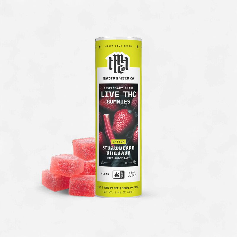 Live Resin Strawberry Rhubarb D9 Sativa Gummies