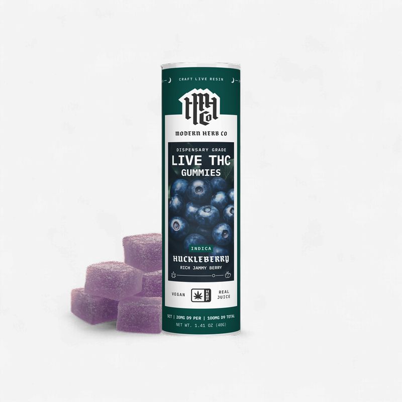 Live Resin Huckleberry D9 Indica Gummies