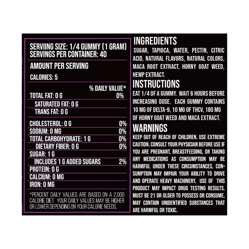 Passion 10mg D9 &amp; 10mg THCV Cherry Gummies with Maca &amp; Horny Goat Weed
