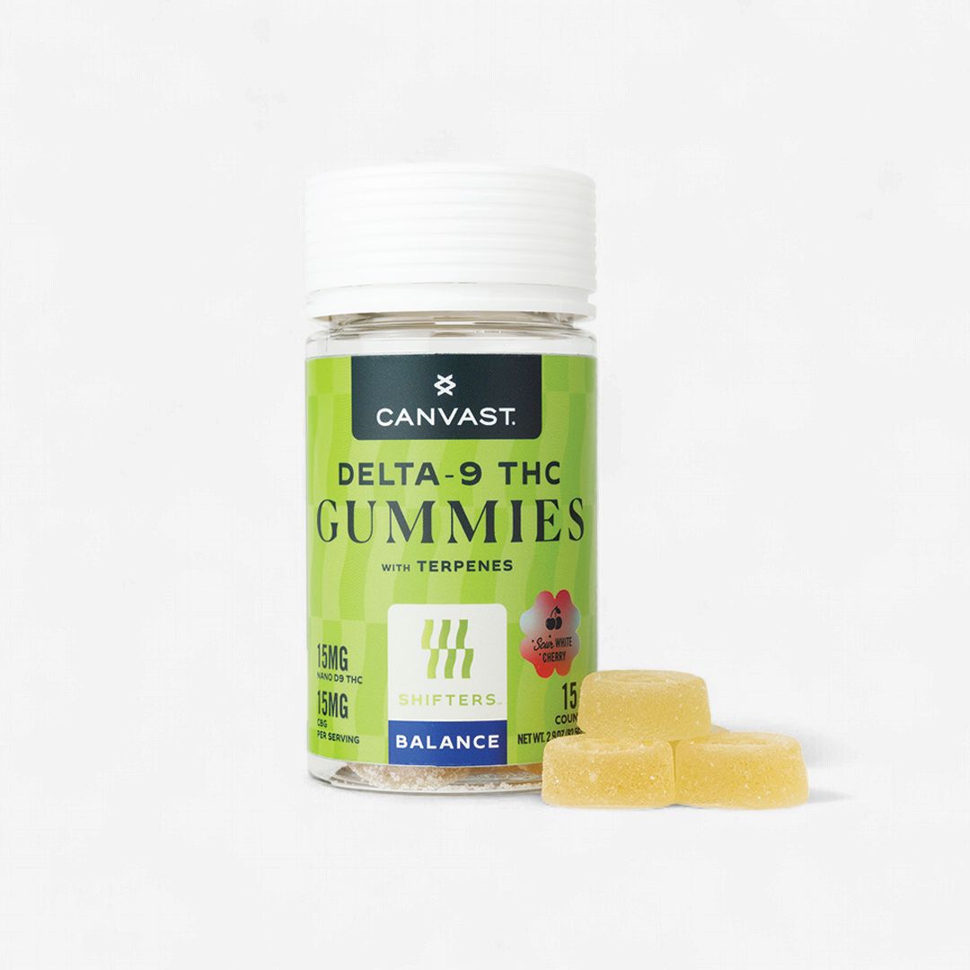 Balance 15mg Nano D9 &amp; 15mg CBG Sour Cherry Gummies with Terpenes