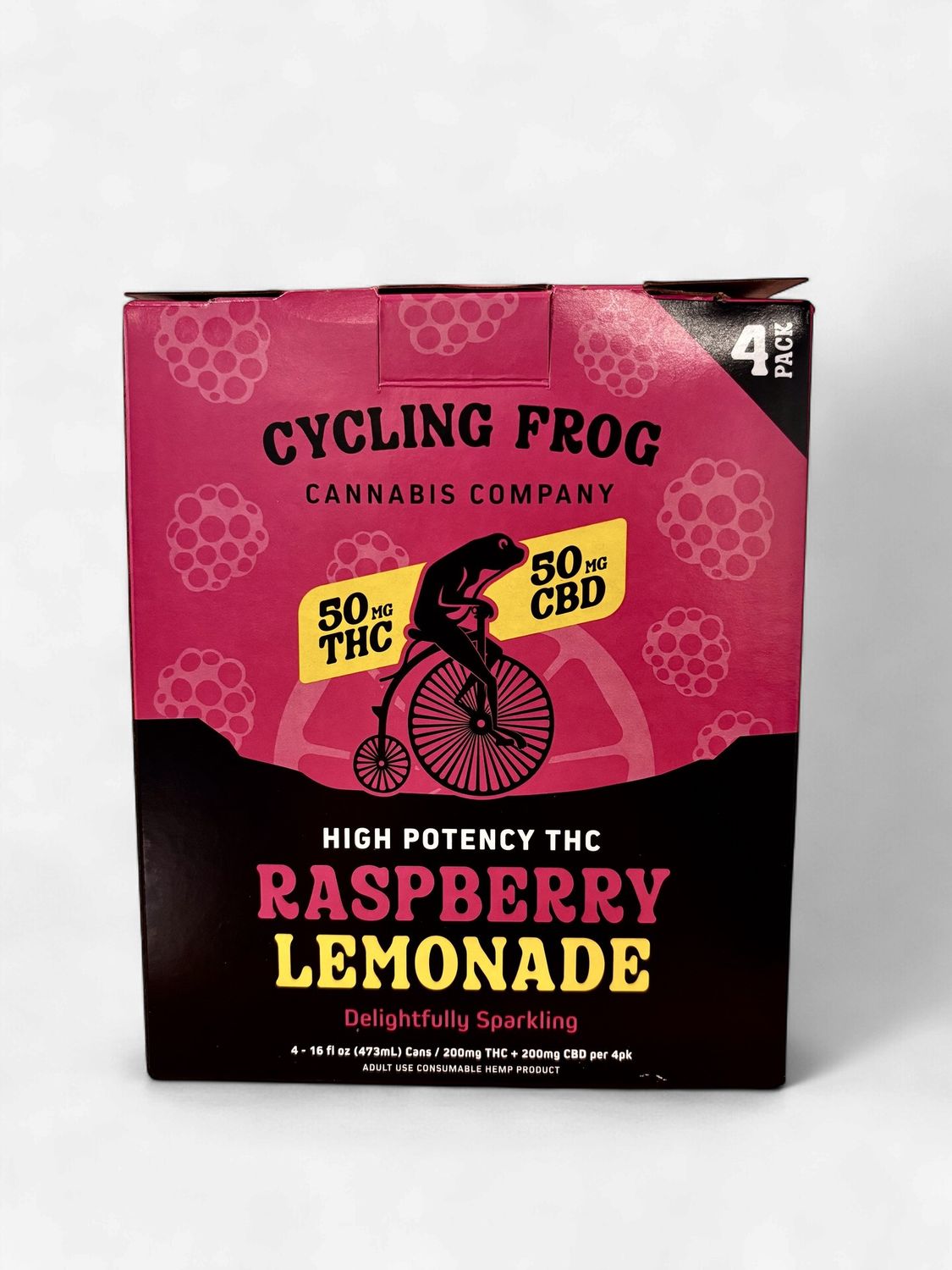 Raspberry Lemonade 50 D9 &amp; 50 CBD Cycling Frog 4 pack