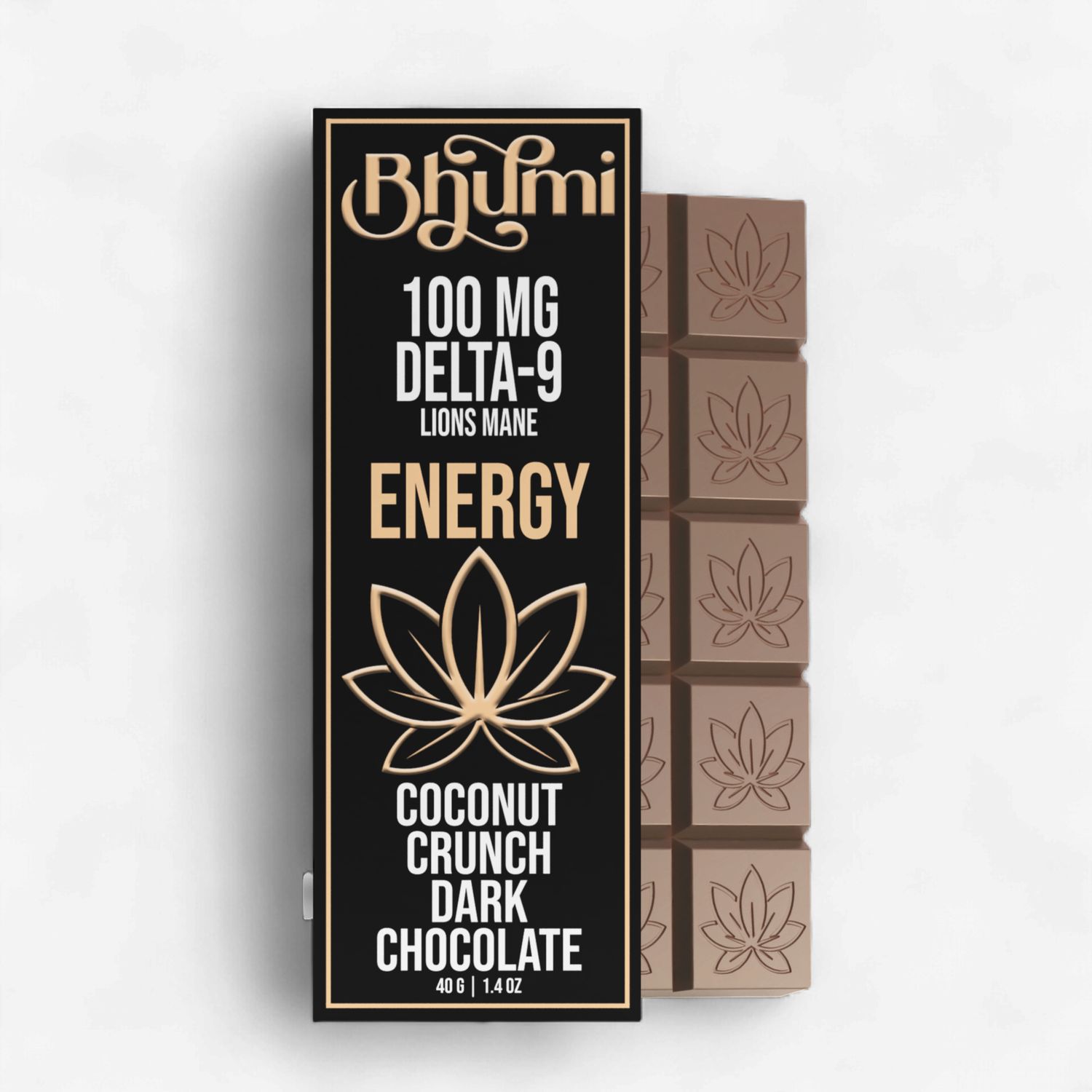 Coconut Crunch D9 &amp; Lion's Mane Dark Chocolate Bar