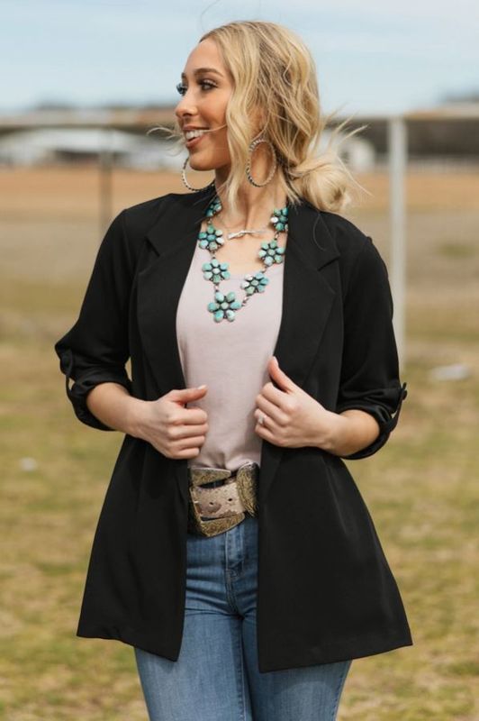 Open Front Relaxed Boyfriend Blazer