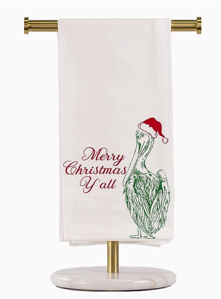 Christmas Pelican Flour Sack Hand Towel