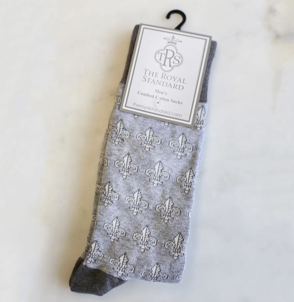 Men's Fleur De Lis Socks - Gray