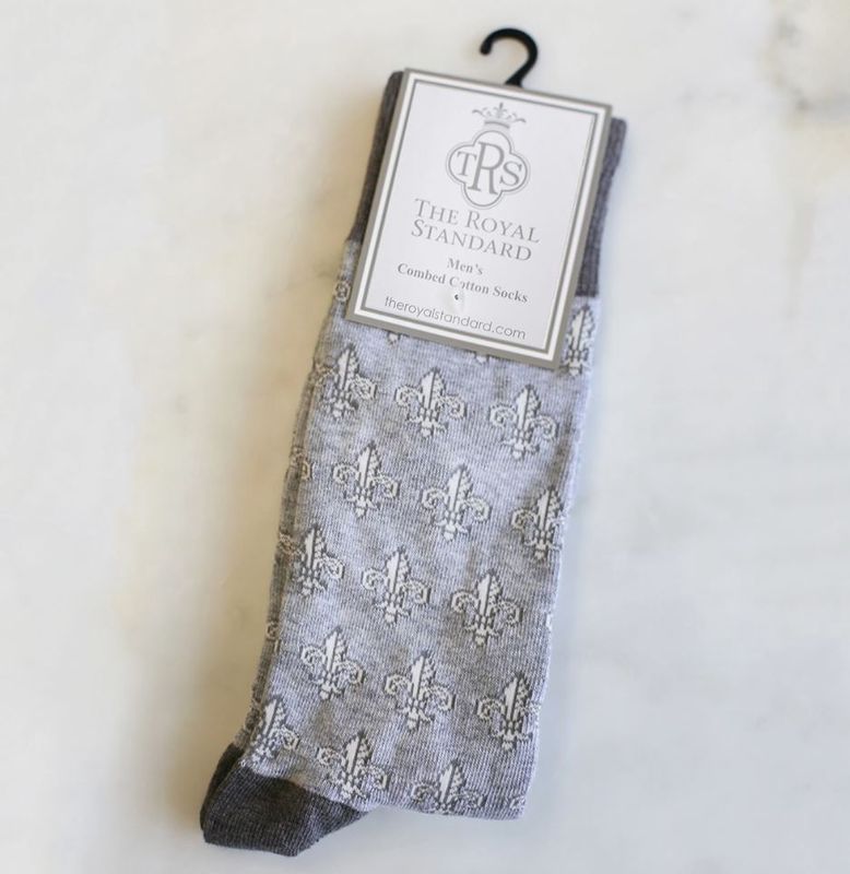 Men's Fleur De Lis Socks - Gray
