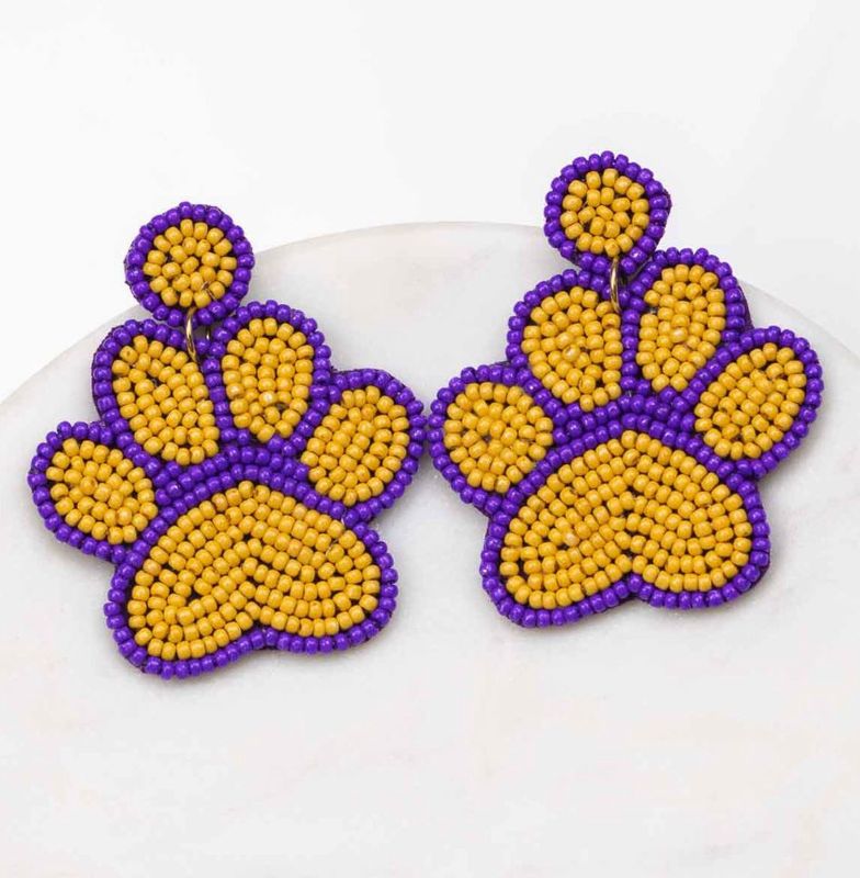 Paw Print Beaded Earrings
