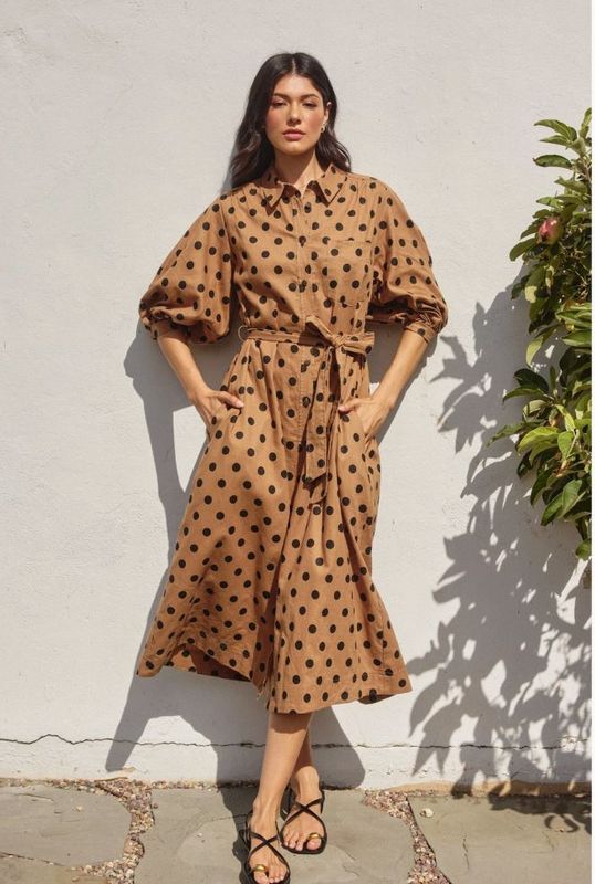 Polka Dot Longline Shirt Dress
