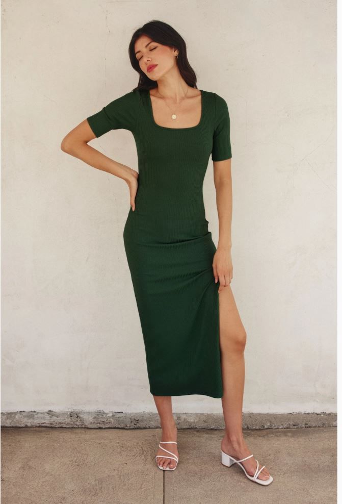 Keep It Simple Short Sleeve Midi Slip Dress