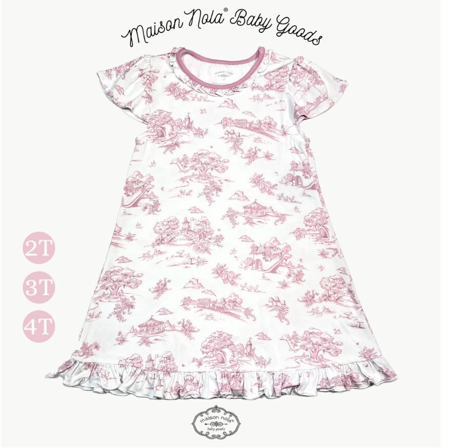 Storyland Toile Little Girl Gown Bamboo Knit