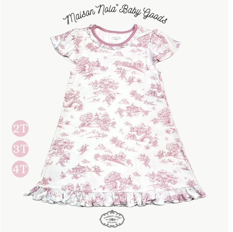 Storyland Toile Little Girl Gown Bamboo Knit