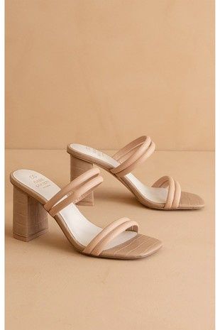 Strappy Slide In Alligator Chunk Heel