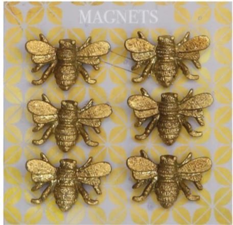 Pewter Bee Magnets on Card, Set of 6