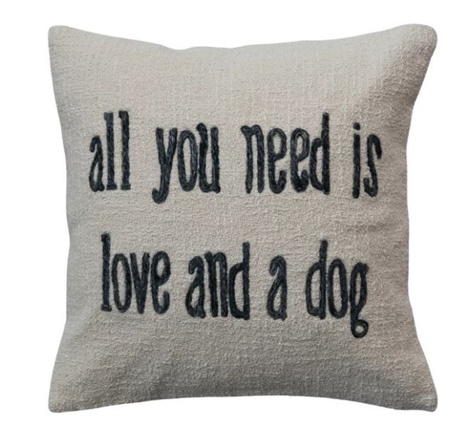 18&quot; Square Cotton &amp; Jute Pillow w/ Saying
