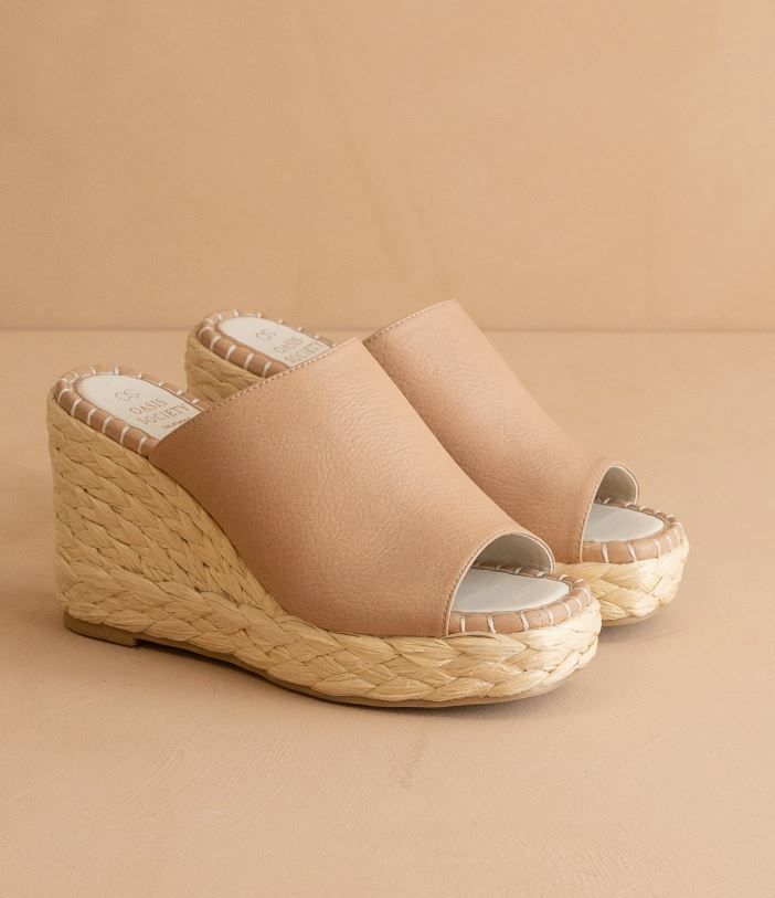 The Raina Apricot | Espdarille Slip On Wedge