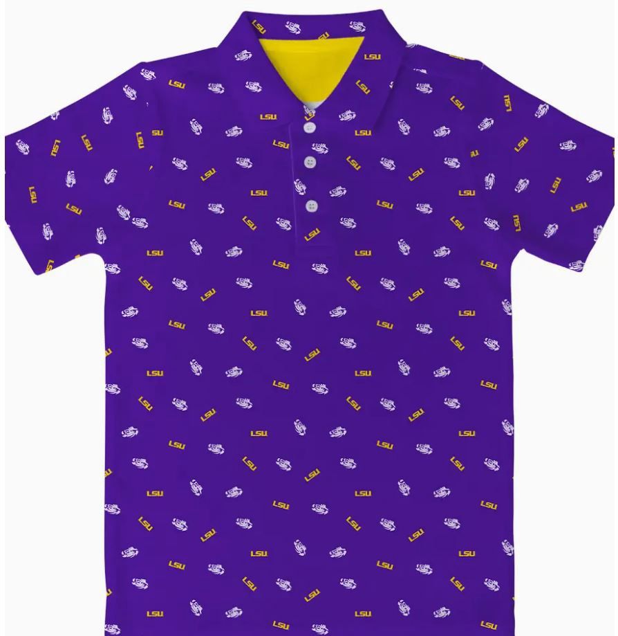 LSU Tigers Repeat Logo Short Sleeve Polo Shirt