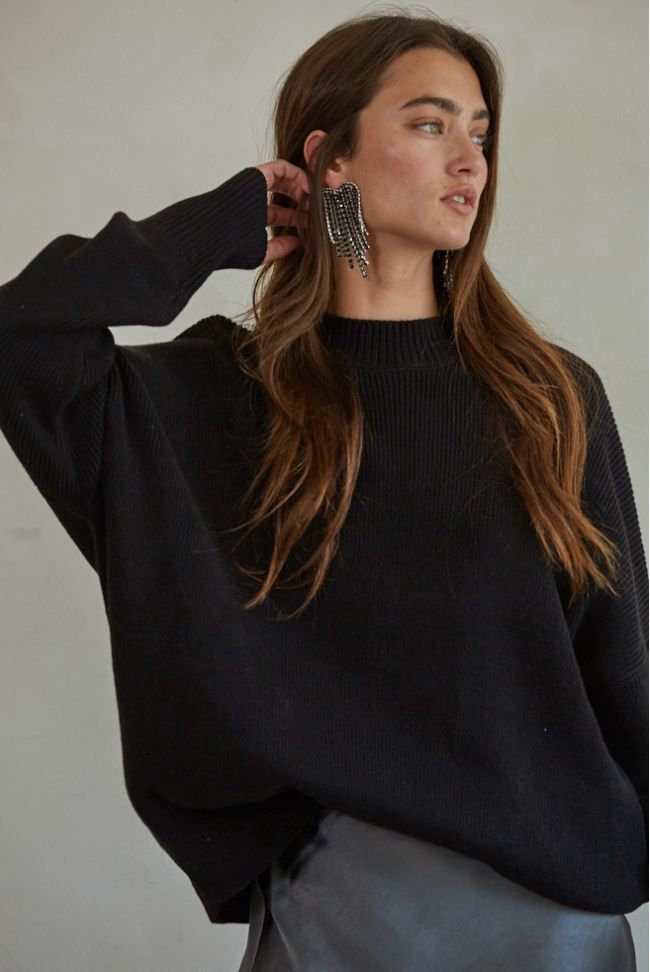 Knit Long Sleeve High Neck Chunky Oversized Sweater