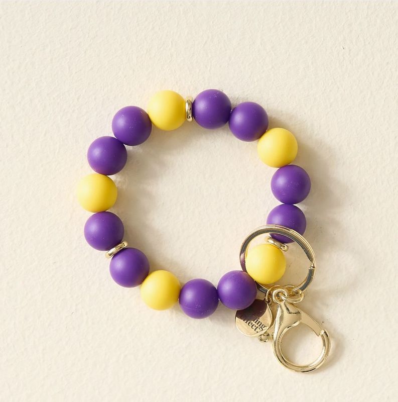 Game Day Hands-Free Keychain Wristlet - Purple + Yellow