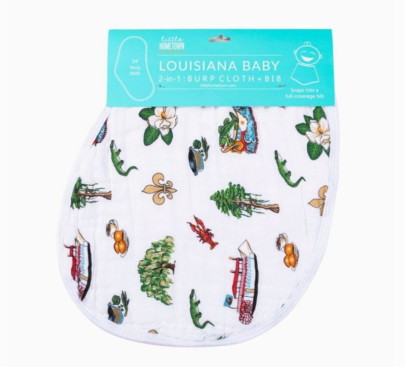 2-in-1 Burp Cloth and Bib: Louisiana (Unisex)