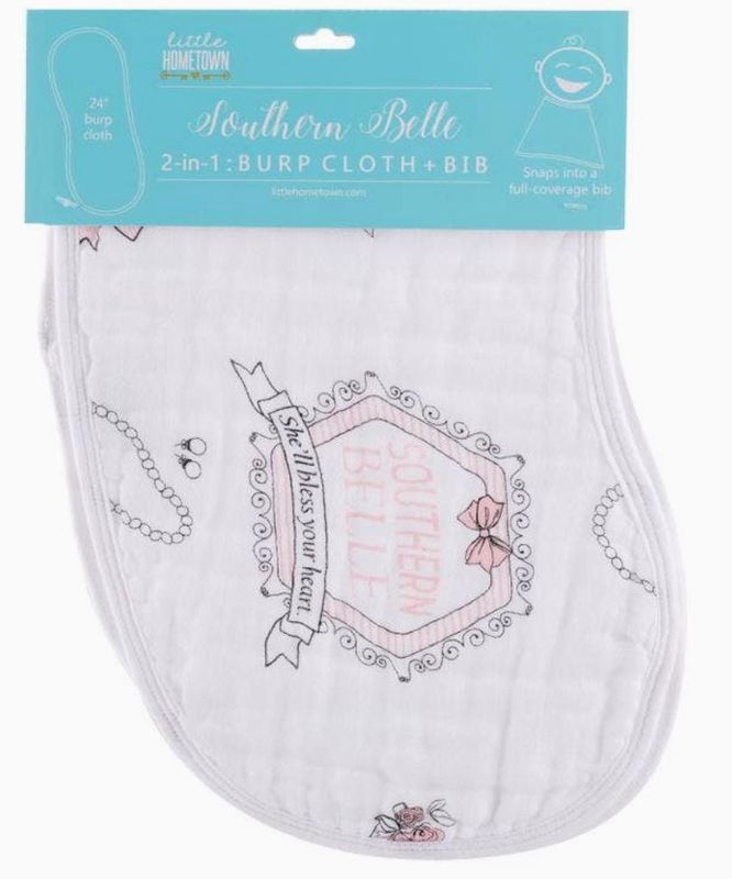 Southern Belle Burp and Bib Combo