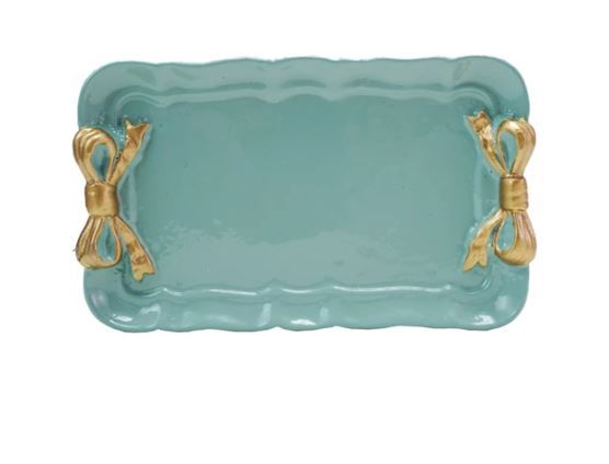 Decorative Metal Tray with Gold Finish Bows