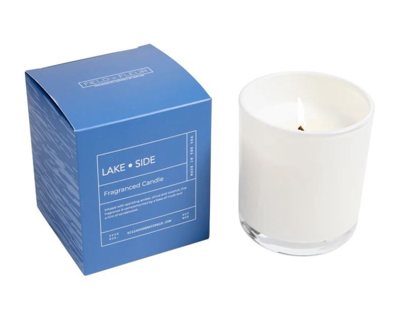 Lake Side Candle In White Glass In Box