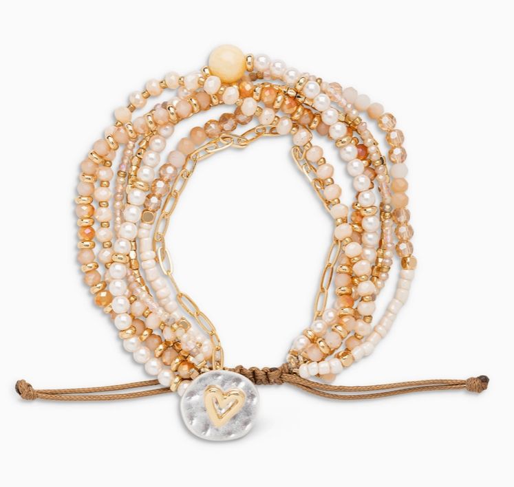 Beaded Love Bracelet - Champagne