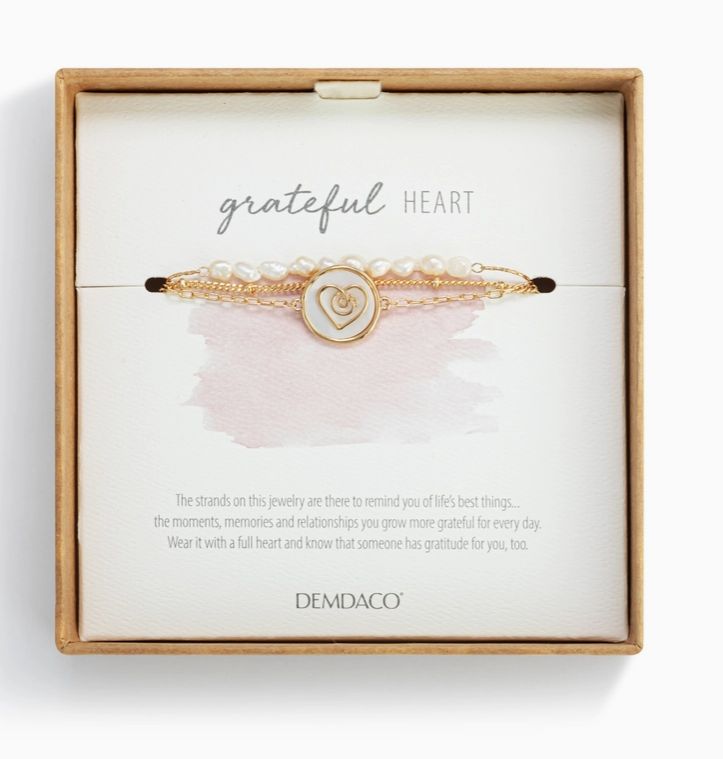 Grateful Heart Mother of Pearl Bracelet - Gold
