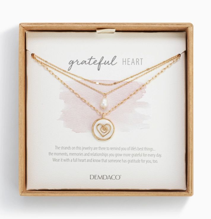 Grateful Heart Mother of Pearl Necklace - Gold