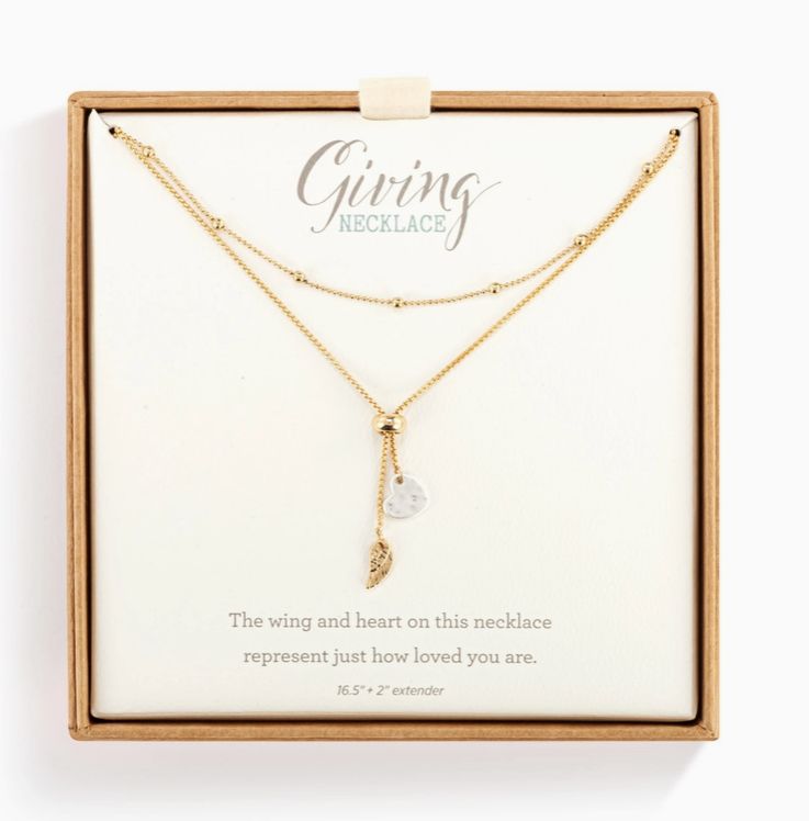 Lariat Charm Necklace - Heart and Wing