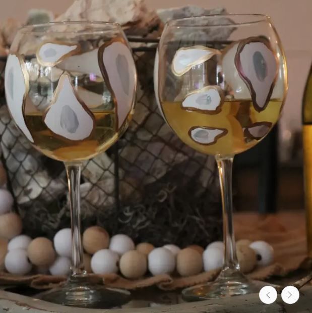 Stemmed Oyster Confetti Wine Glasses