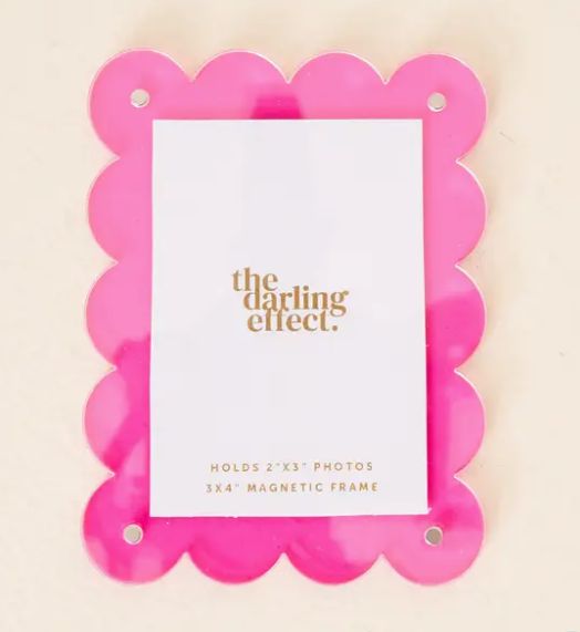 Mini Acrylic Picture Frame Magnet-Hot Pink