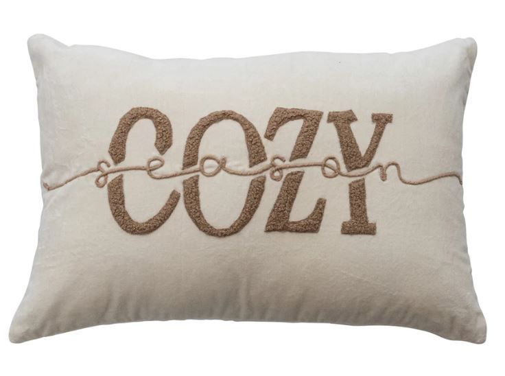 Woven Cotton Velvet Blend LumbarPillow, Cozy Season