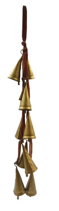 Velvet Ribbon Door Hanger with 10 Cone Shaped Bells