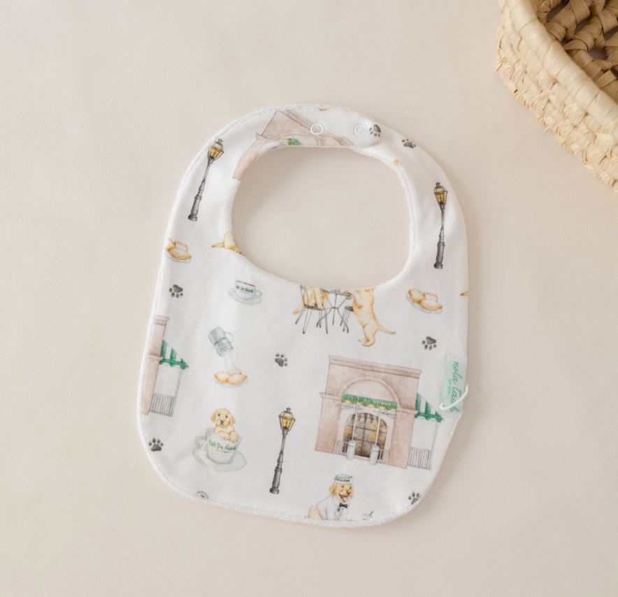 Powdered Sugar and Puppies Organic Cotton Baby Bib