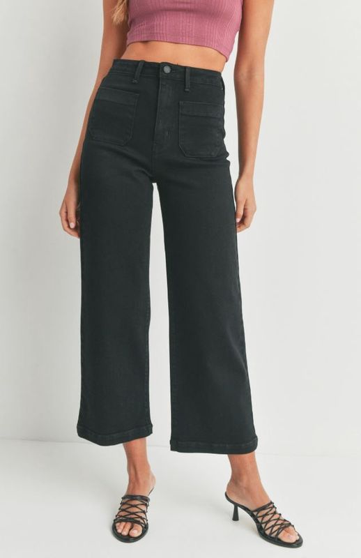Patch Pocket Wide Leg - Black