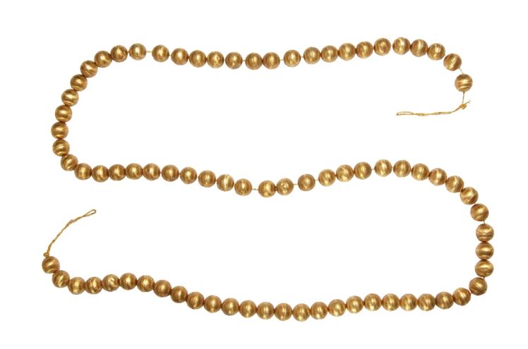 72&quot;L x 3/4&quot;H Handmade Embossed Metal Ball Garland, Gold Finish