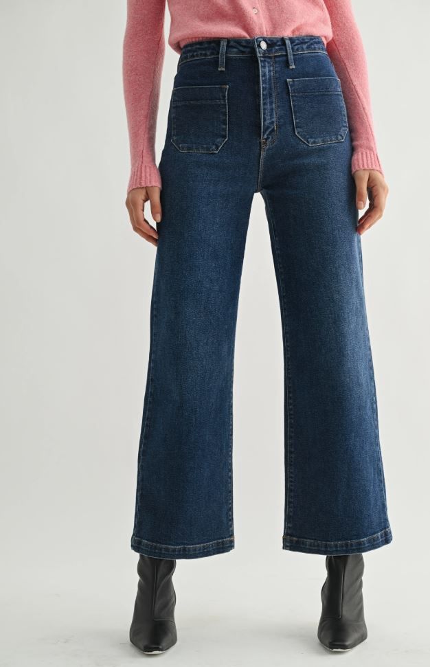 Patch Pocket Wide Leg - Dark Wash