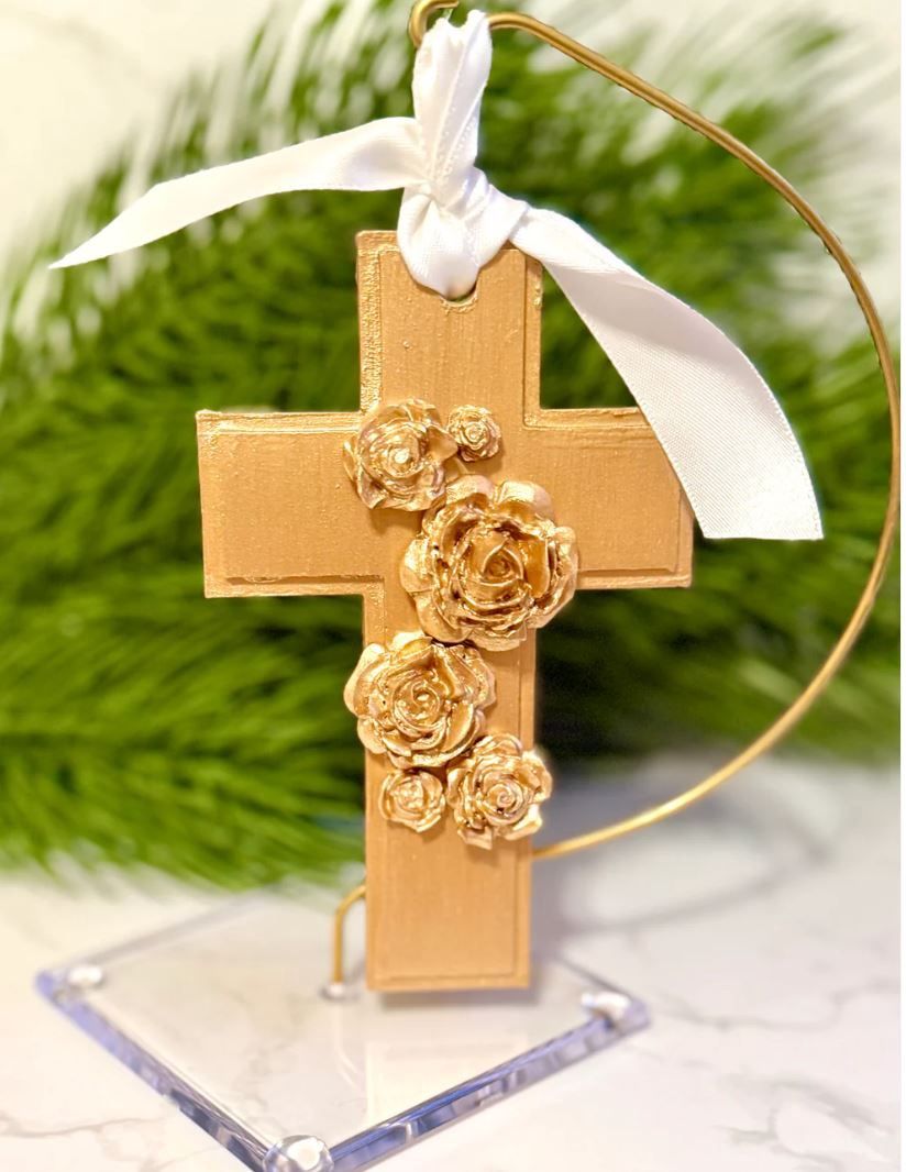 Cross with Blooms Ornament