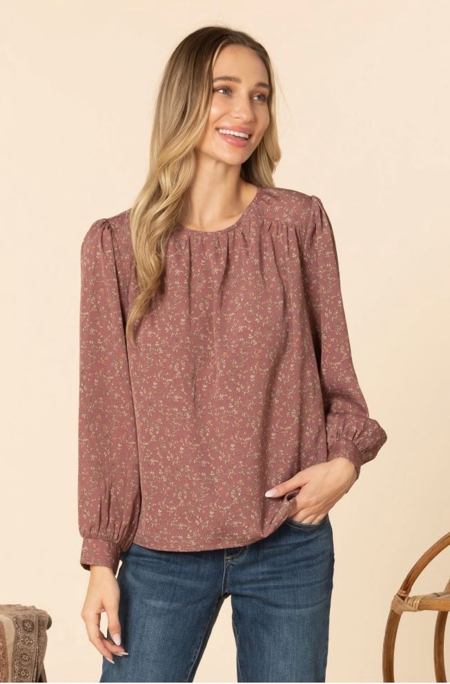Floral Long Sleeve Peasant Blouse