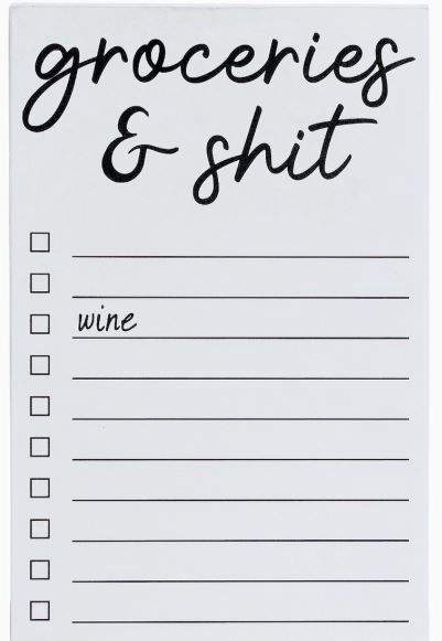 Groceries &amp; Shit (Wine) Funny List Pad
