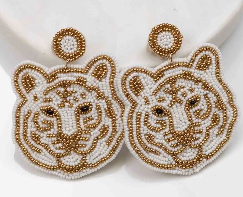 Tiger Face Beaded Earrings
